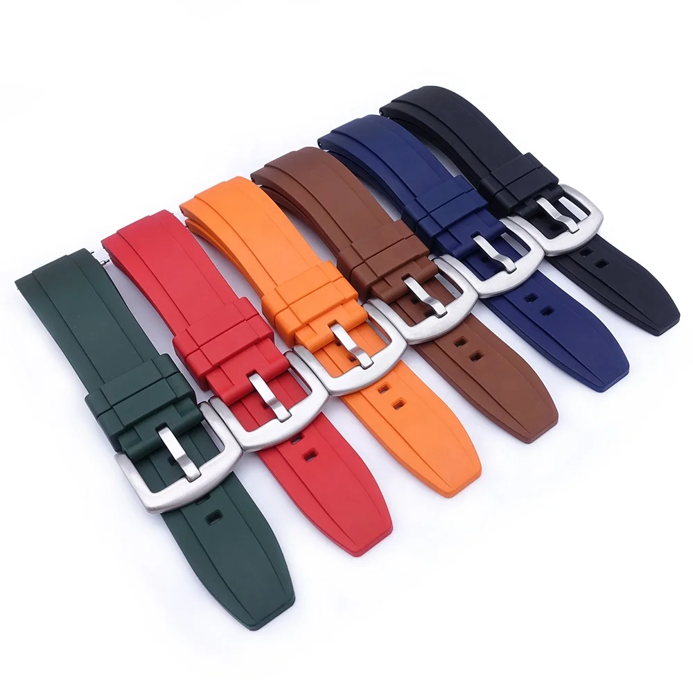 

Top Quality Real Vulcan FKM Rubber Watch Strap 20mm 22mm 24mm Waterproof Silicone Quick release Watch Band, Black/navy/red/green/brown/orange