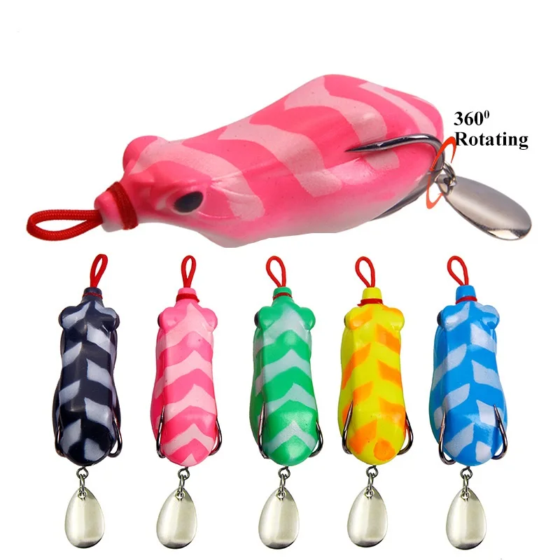 

Black fishing killing soft frog lure with spoon 6.5cm 12g silicone worm soft frog, Various color