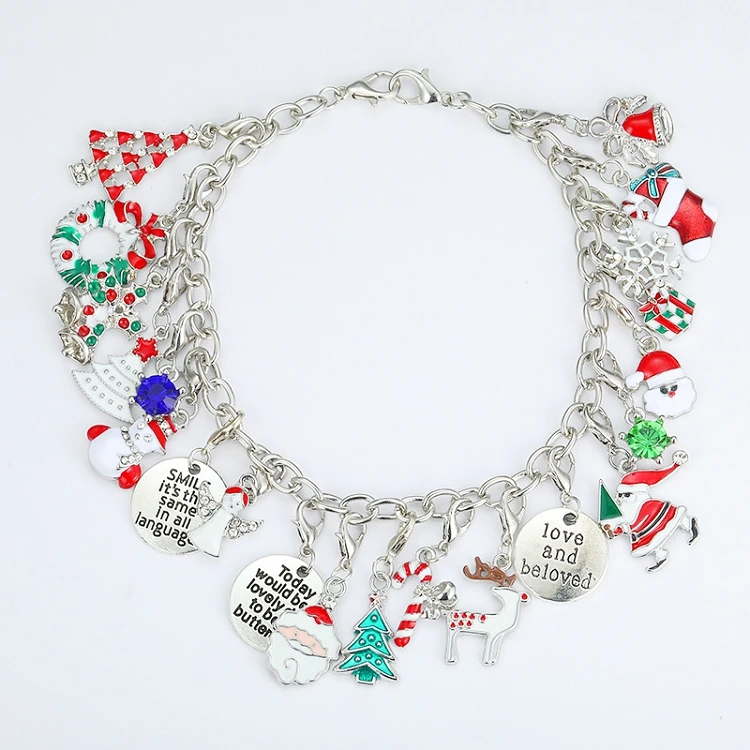 

G32 Xmas Diy Beaded Calendar Gift Jewelry For Girls Hand Ornament Christmas Bracelet