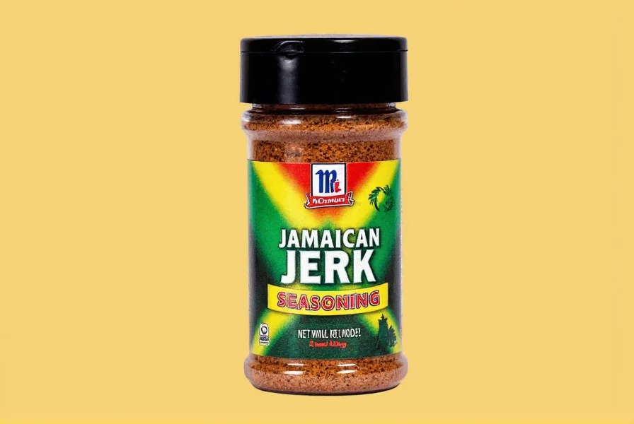 McCormick Jamaican Jerk Seasoning bottle on a wooden table