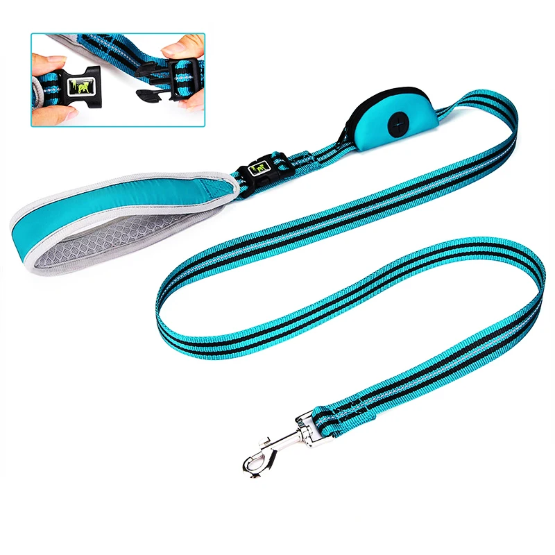 

High Quality Adjustable Bicycle Reflective Nylon Running Hands Free Pet Dog Leash With Poop Bag