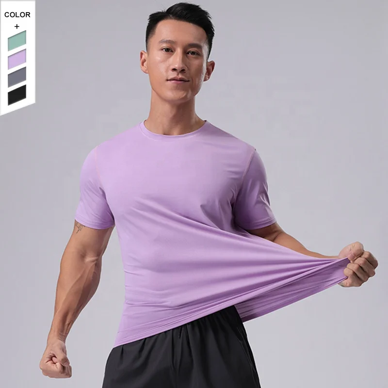 

New Style Quick Drying High Elasticity Sports T-shirt Round Neck Great Stitching Casual Sports Short Sleeve