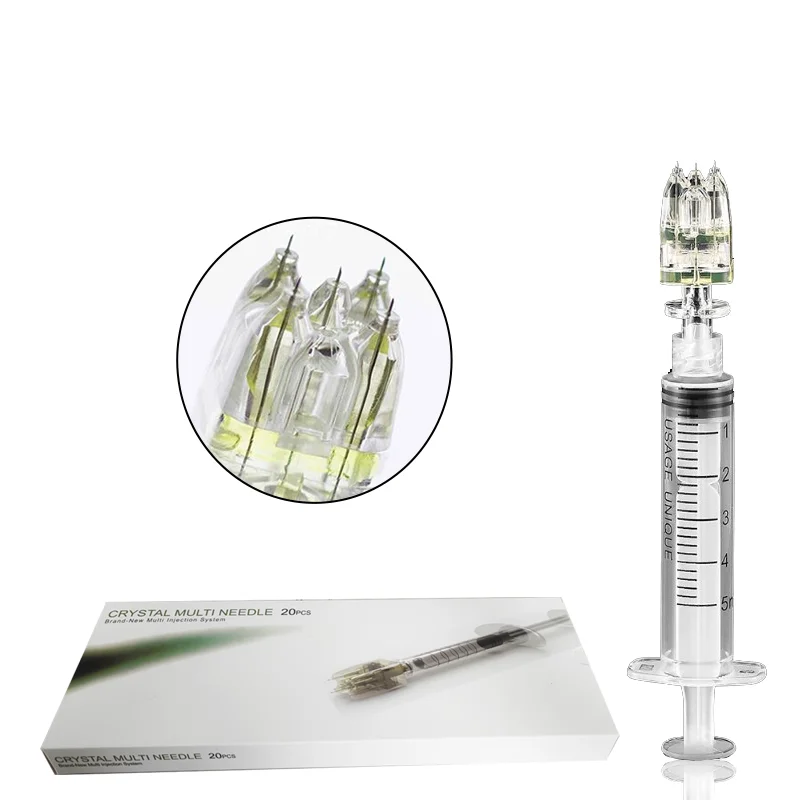 

Long shelf lift beauty gun syringe mesotherapy injection crystal multi 5 pins needle for meso beauty, Transparent