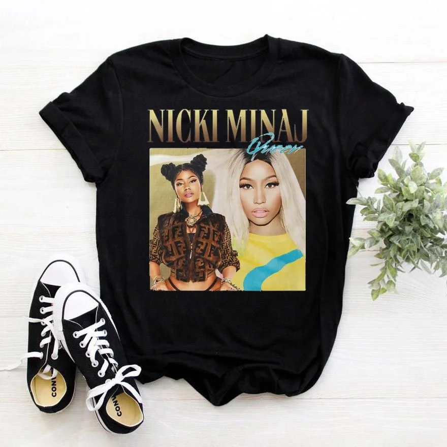 

Wholesale Fashion Women T-shirt Nicki Minaj Madonna Plus Size Custom Printing Soft Cotton Ladies T Shirt, Black white gray dark blue red