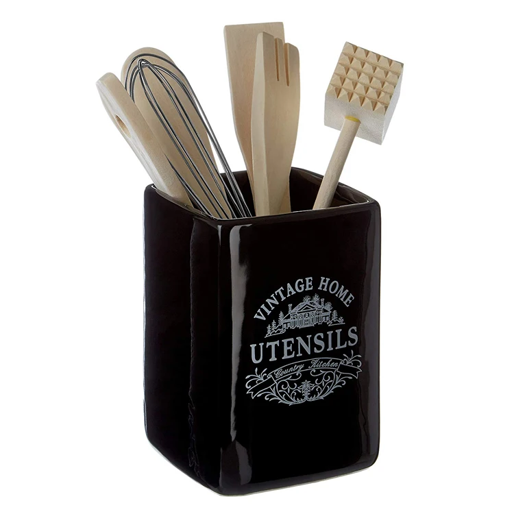 Square Shaped Ceramic Cooking Tools Farmhouse Ceramic Kitchen Utensil