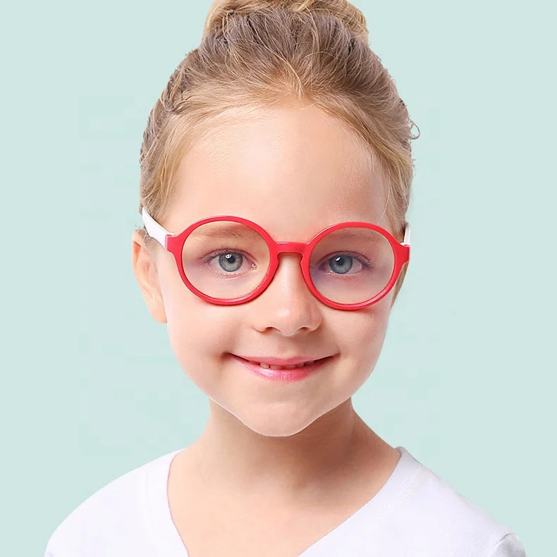 

Silicone Round Durable Cute Kids Eyewear Blue Light Blocking Glasses Protect Eyesight Computer Eyeglasses for Boys Girls, Same as photo