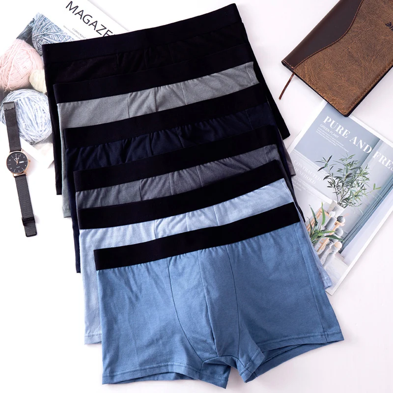 

OEM brand logo good men's boxer briefs men colors cotton shorts solid color brief for man