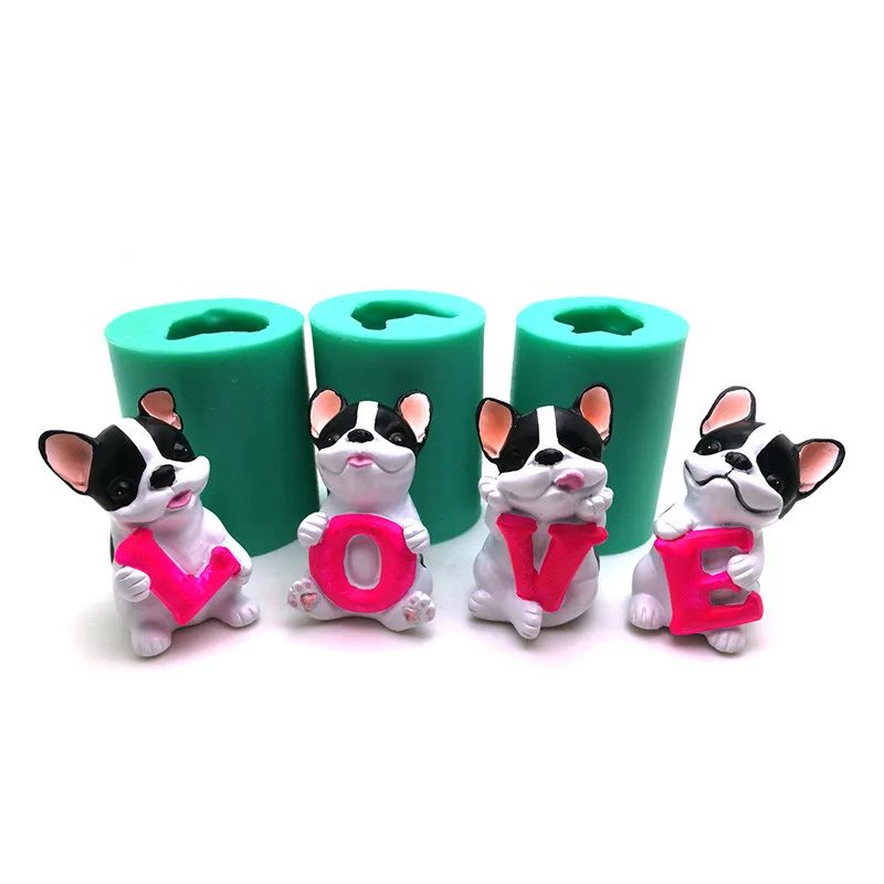 

1157 Valentine's Day Puppy LOVE Fondant Cake Silicone Mold 3D Epoxy Animal Chocolate Handmade Soap Plaster Candle Mold, Green