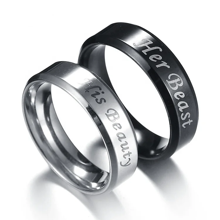 

Personality fashion Custom logo ring wedding rings set couple popular letter couple rings