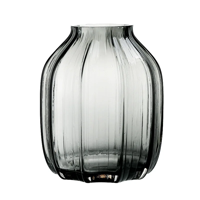 Wholesale Modern Nordic European Decorative Stone Flower Arrangement Vase Simple Pattern Clear Stone Cylinder for Tabletop