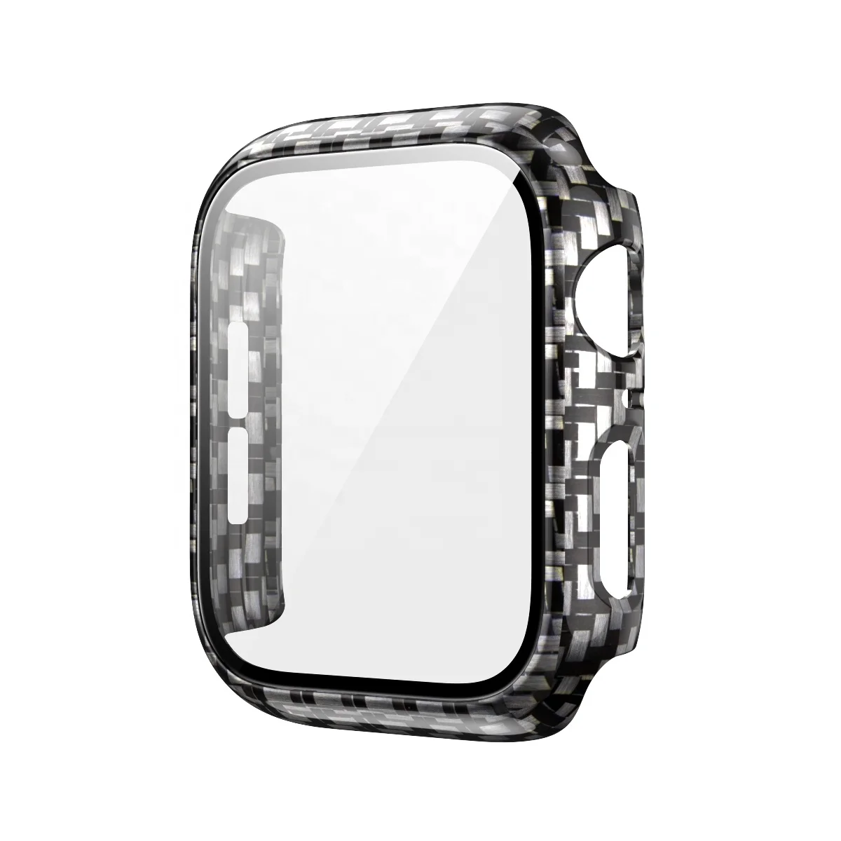 

The new water transfer carbon fiber design PC-tempered glass protective case Apple Watch case one-piece protective film