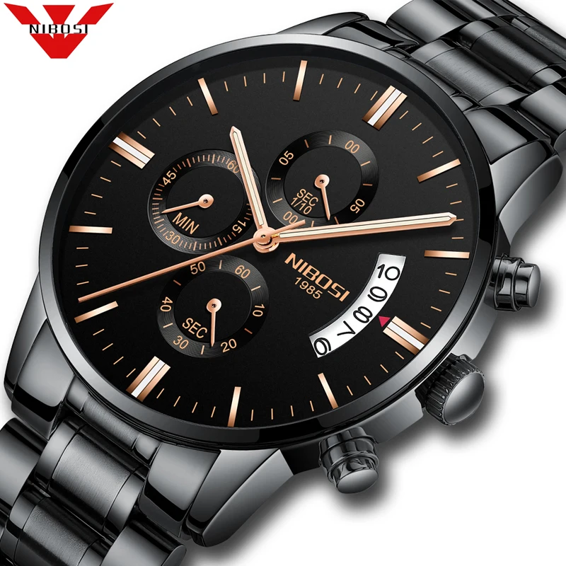 

NIBOSI Wrist Watch Supplier Men Analog Quartz Wristwatch Elegance Watches Stainless Steel Relojes Hombre