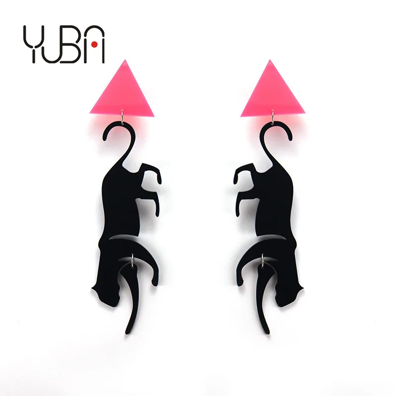 

Long Simple Geometric Pink Leopard Cute Triangle Acrylic Stud Earrings