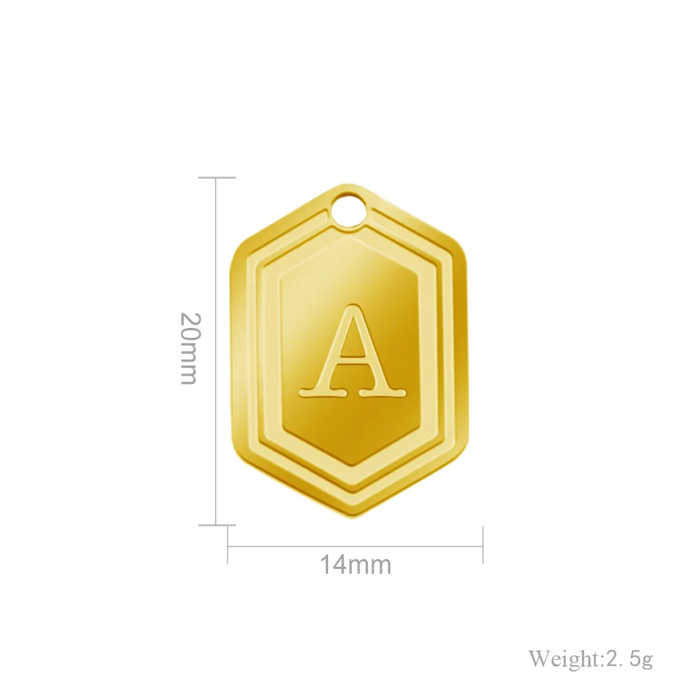 

2020 Gold DIY Jewelry Pendant Making Accessories Stainless Steel Hexagon Initial A Capital Letter Alphabet Charm Pendant, Gold,rose gold,silver
