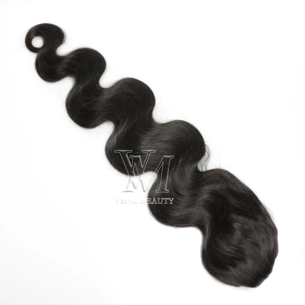 

VMAE 11A Low MOQ 2021 Super Quality Body Wave Remy Hair Human Hair Drawstring Ponytail Hair Extension, Natural black