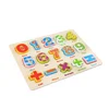 Children's Wood Number Alphabet Puzzle for Intelligence Recognition Hand Grab Board Wood Learning Toys 2-3-5 Years Old