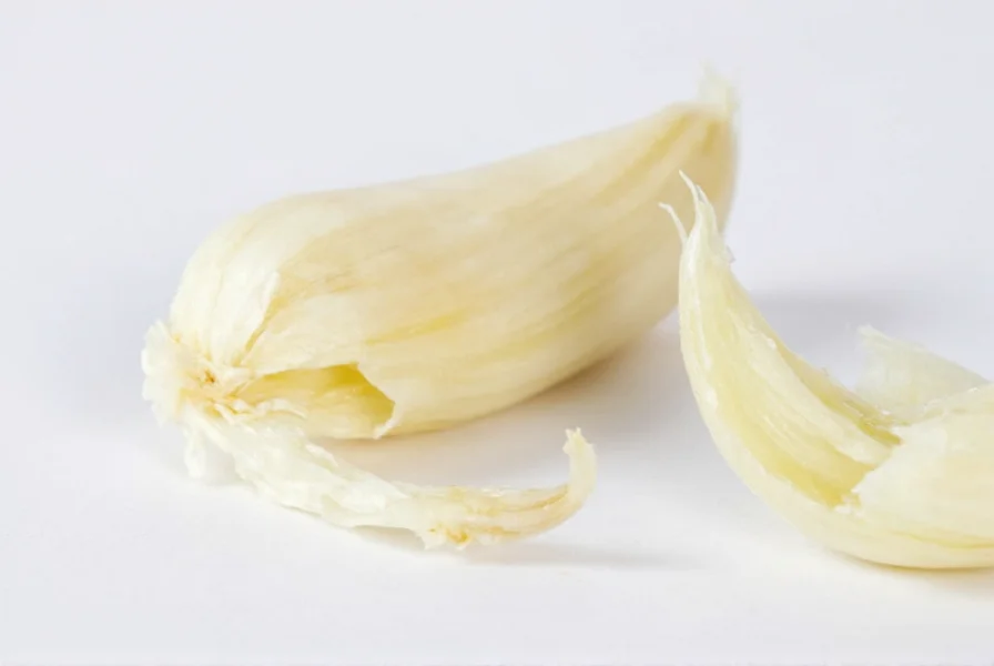 Chef measuring minced garlic in teaspoons for recipe preparation