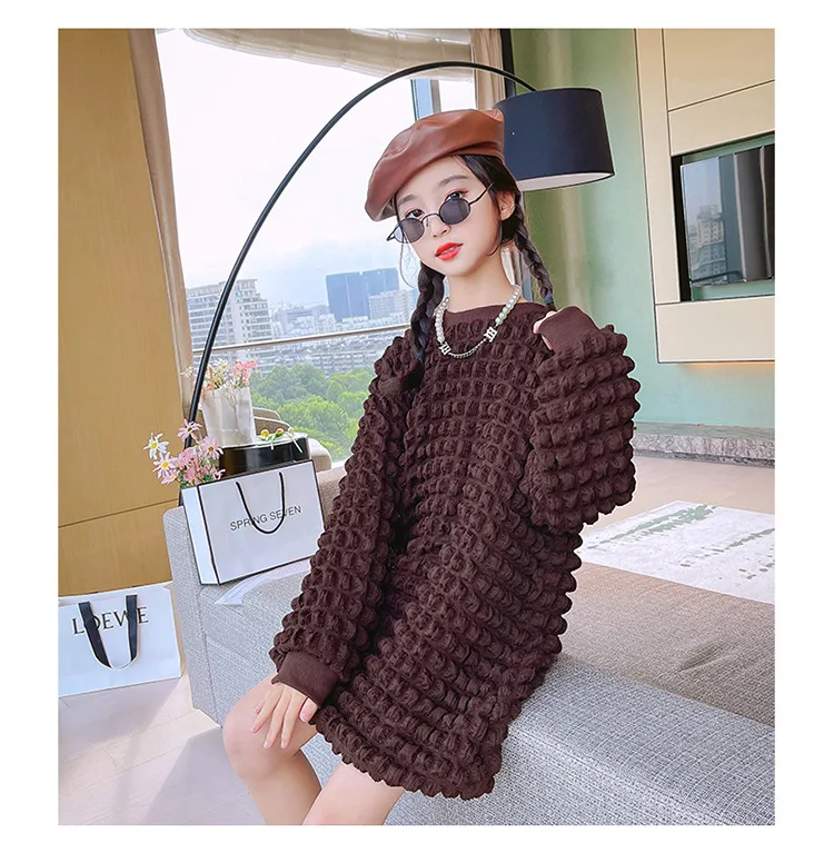 

New arrival summer girls fashion bubble 3D dobby dress for kids, Picture shows