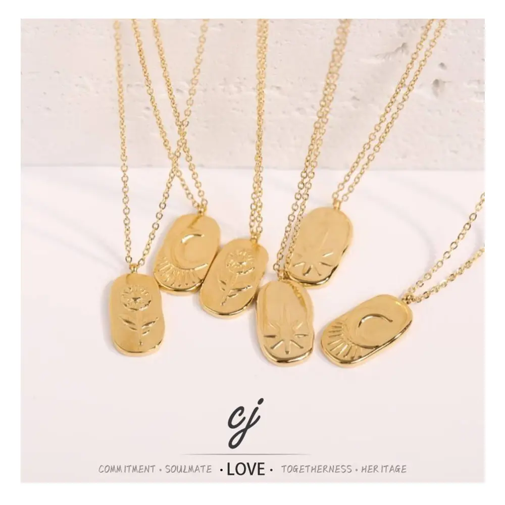 Carline Wholesale Fine Gold Plated Pendant Elegant Fashion Stainless Steel Minimalist Simple Design Jewelry Necklace for Women