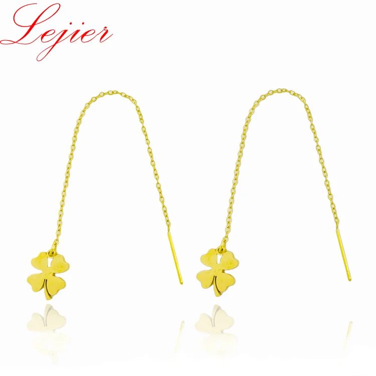 

LEJIER2021 stainless steel earrings 18 k gold plated chain 8 four which earring hook and lovely