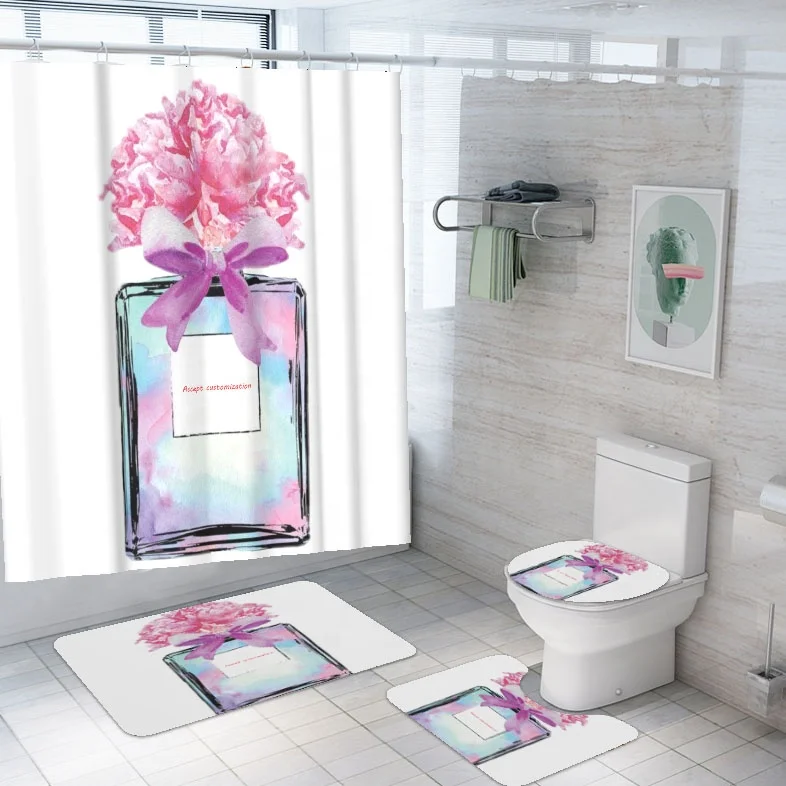 

Fashion Brand Customize Shower Curtains 180*180 Shower Curtain Sets With Rugs, Picture