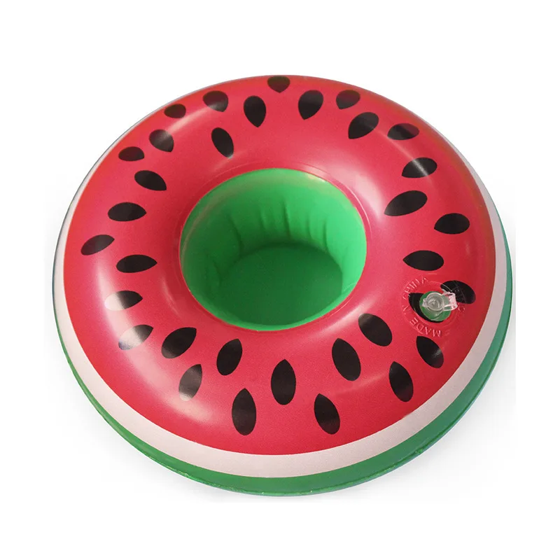 

DDA211 Hot Beach Inflatable Coaster Watermelon Round Floating Drink Holders Donuts Beverage Swimming Pool Inflatable Cup Holder, 8 colors