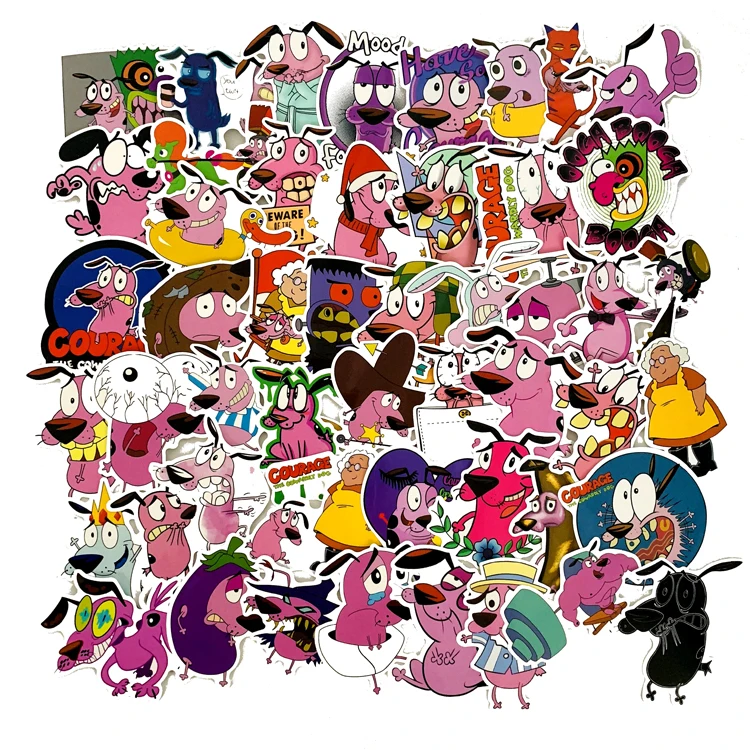 

50pcs COURAGE The Cowardly Dog funny DIY scrapbooking album Luggage Laptop Motorcycle notebook decal Waterproof Sticker, Multiple colour