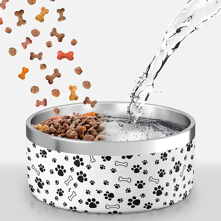

Everich Wholesale New Design Stainless Steel cat dog bowls Pet Food raised dog large bowls powder coated dog bowls
