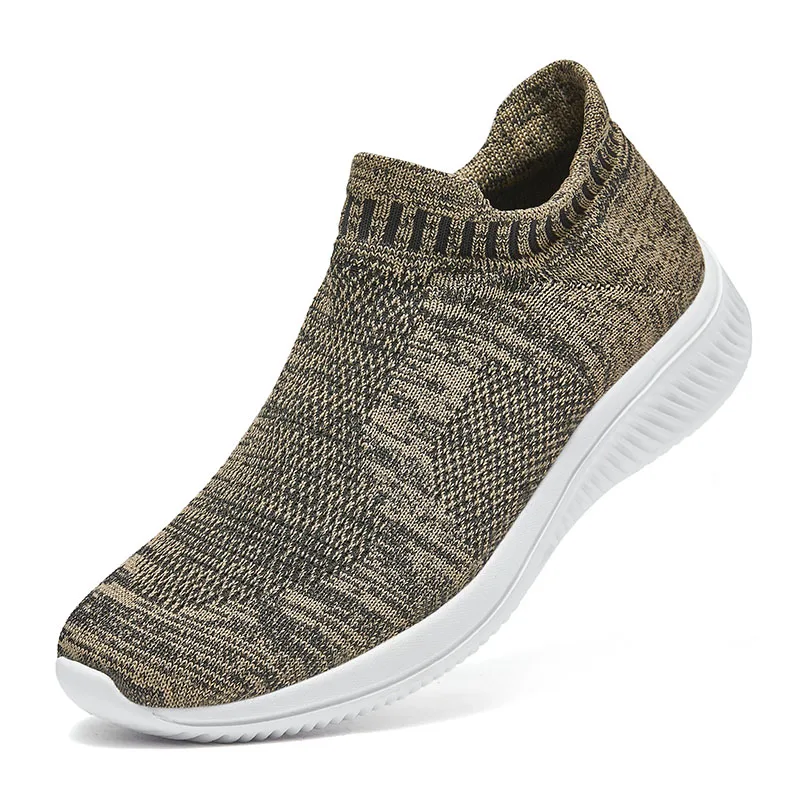 

Wholesale Flykniting Slip On Sport Walking Shoes Men's Fashion Mesh Running Sneakers