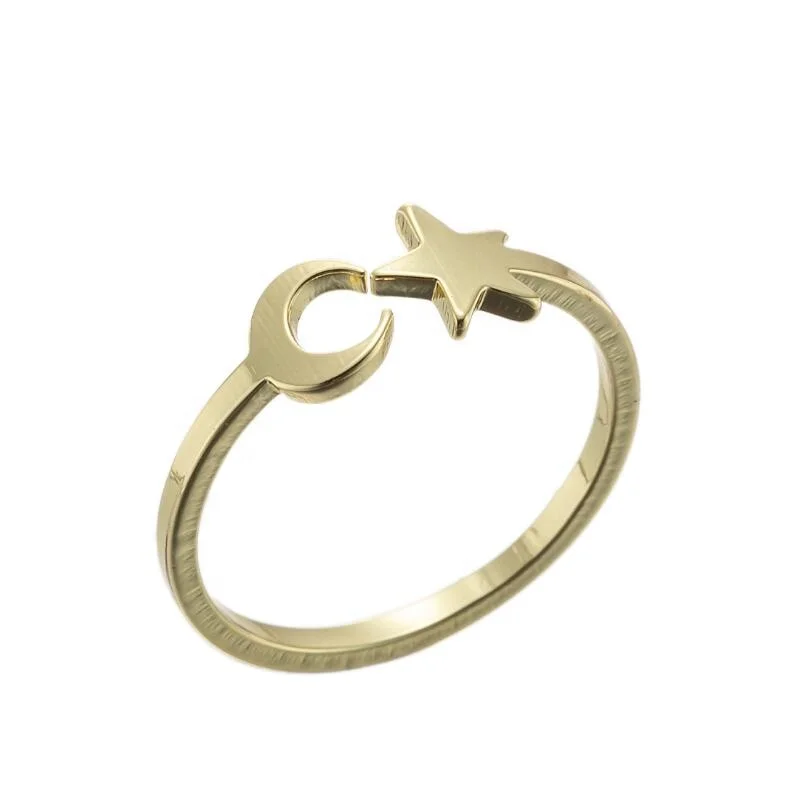 

fashion rings 2020 Classic women Ring jewelry stainless steel Adjustable moon and star ring for Women Party Gifts