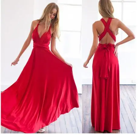 

Sexy Women Multiway Wrap Convertible Boho Maxi Club Red Bandage Long Dress Party Bridesmaids Infinity Robe Longue Femme, As picture show