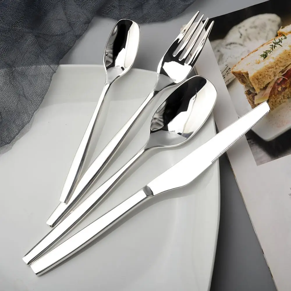 

YIJIA Mirror Polish Spoon/Fork/Knife Tableware Set Silver Color Stainless Steel Cutlery set