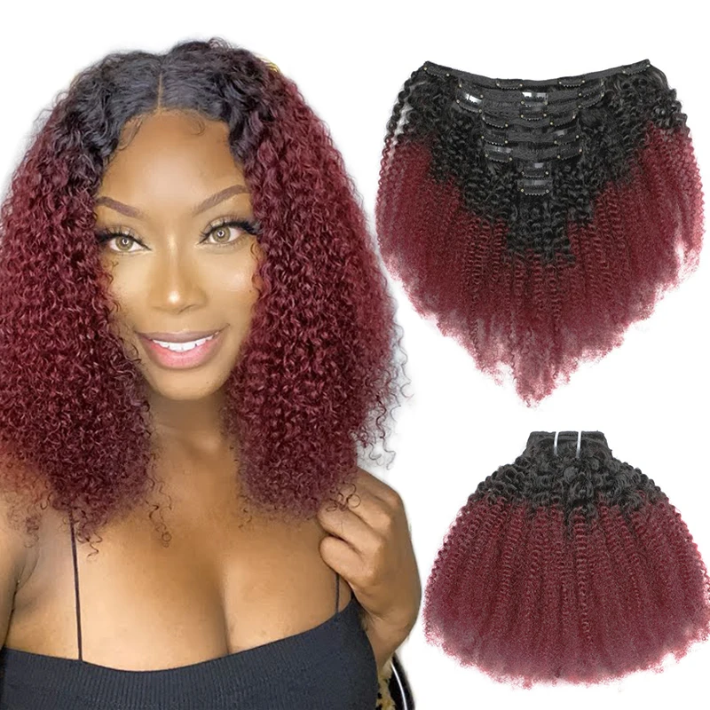 

Wholesale unprocessed colored brazilian clip in hair extensions, 100% human hair clip in human hair colored