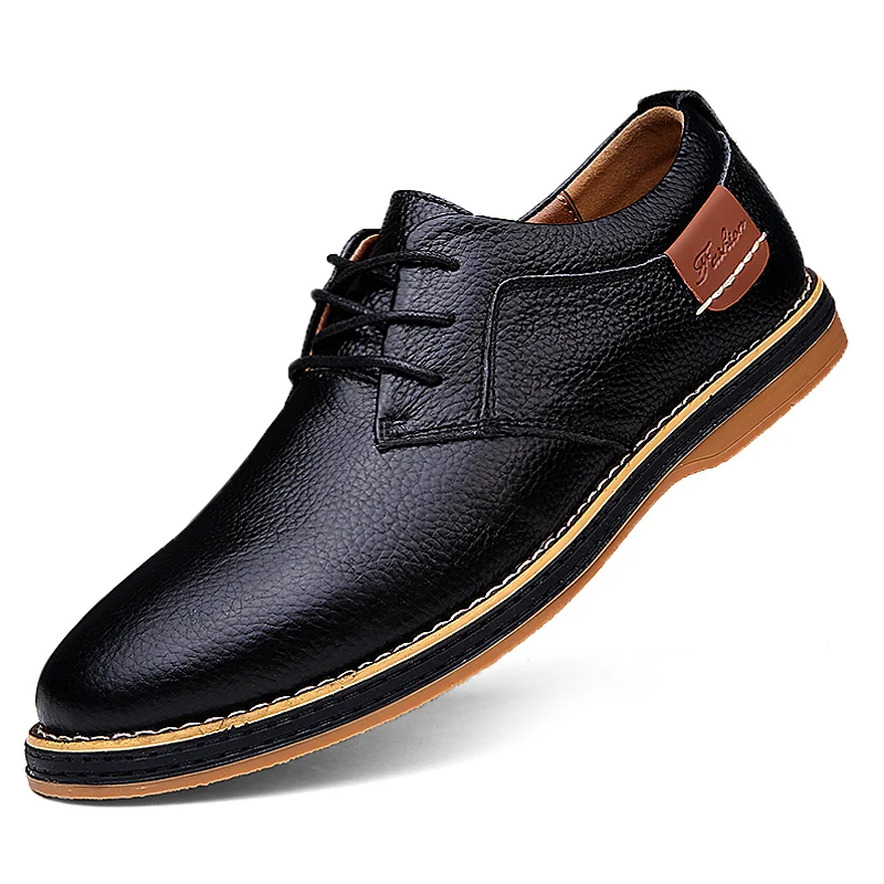 

Men Oxfords Leather Dress Shoes Brogue Lace up Mens Casual Shoes Luxury Brand Moccasins Loafers 2020 Plus Size 38-48 Breathable, Black.blue brown