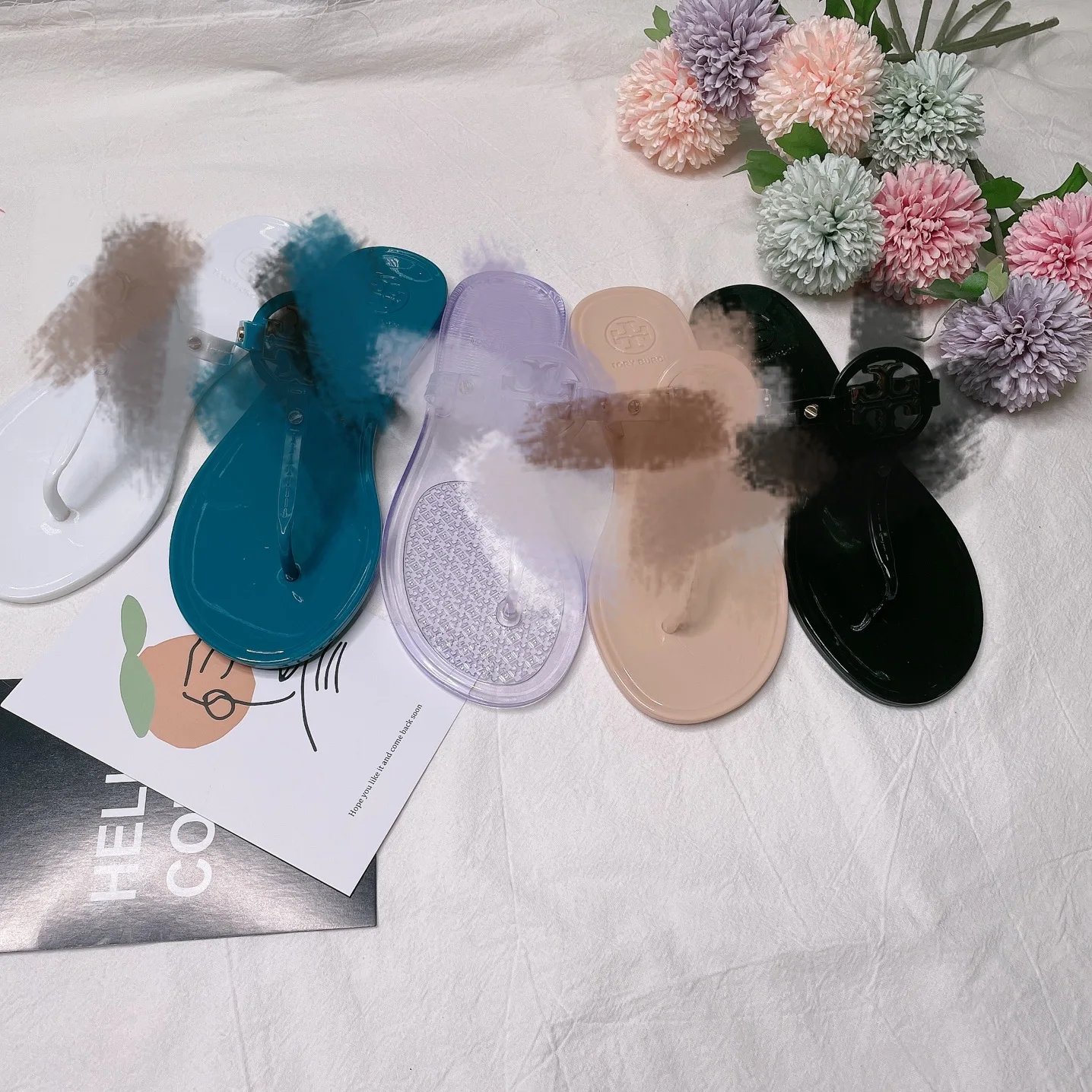 

High quality fashion brand women's shoes jelly sandals T strap flip-flops, Customized color