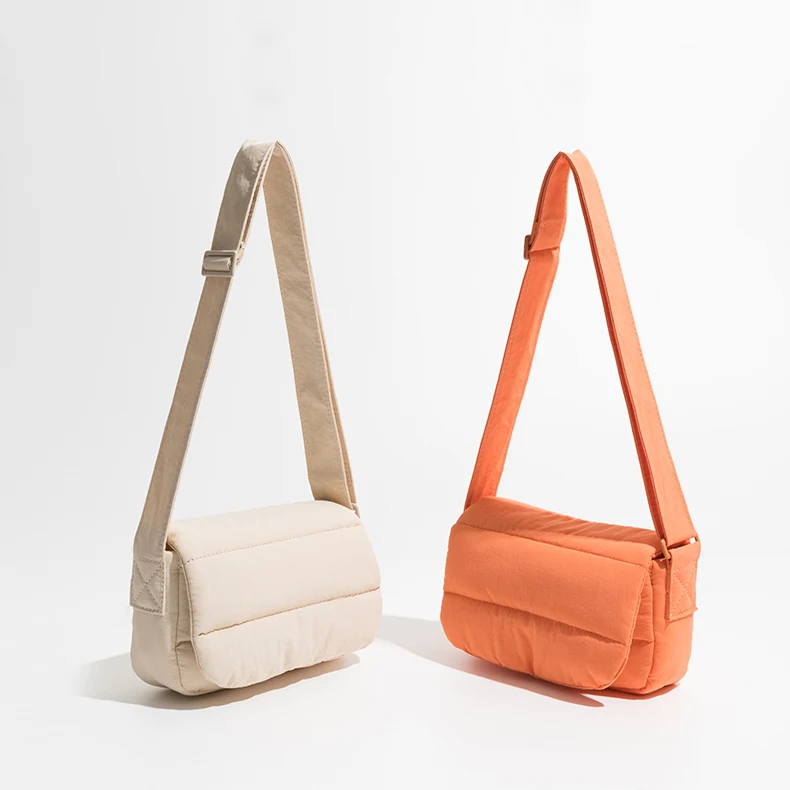 Singapore trendy nylon crossbody bag single shoulder small square bag casual lightweight puffy small bag