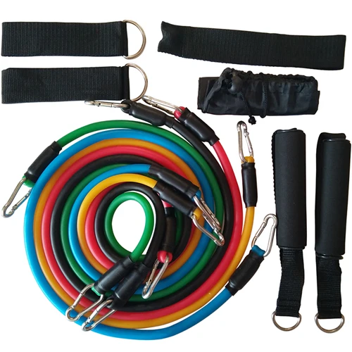 

11 Resistance Bands Set Expander Yoga Exercise Fitness Rubber Tubes Band Stretch Training Home Gyms Workout Elastic Pull Rope, Black/blue/red/yellow/green