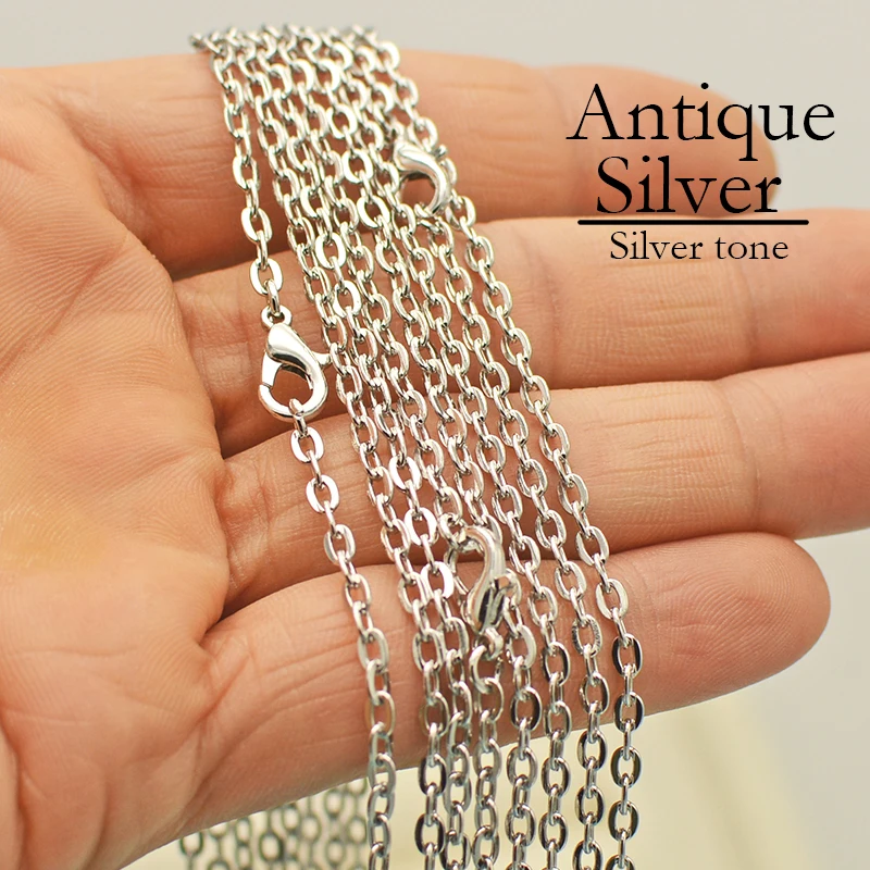 

18/24/30 Inches Antique Silver Chain Necklace, Necklace Chain for Women, Cable Link Chain Rolo Necklace for Jewelry Making