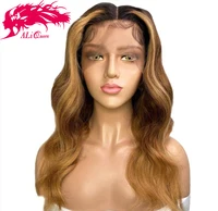 

Ali Queen 13x4 13x6 Express Ali Brazilian Body Wave Virgin Remy Pre-Plucked Ombre Highlight Human Hair Swiss Lace Wigs