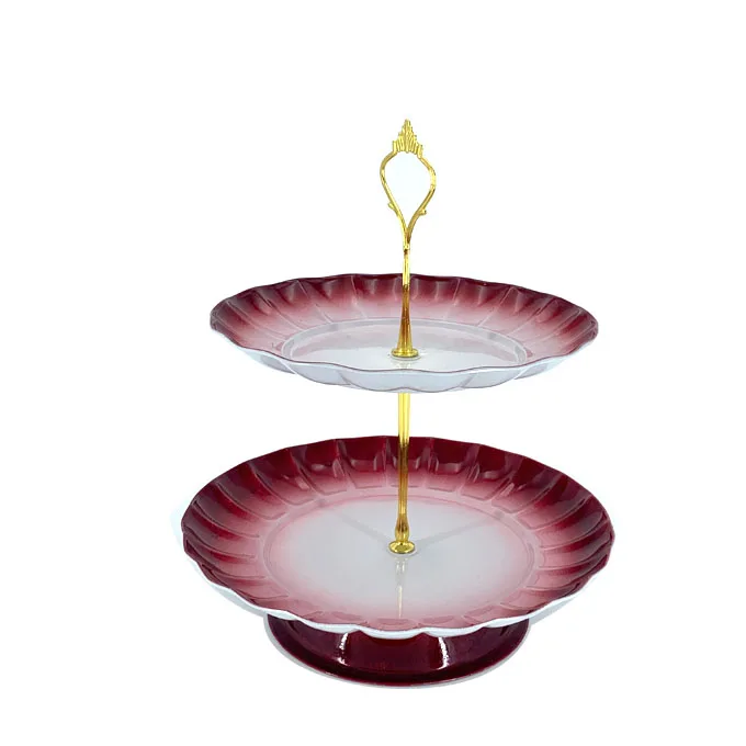 
Colorful stainless steel two-layer fruit tray party multi-layer shelf 