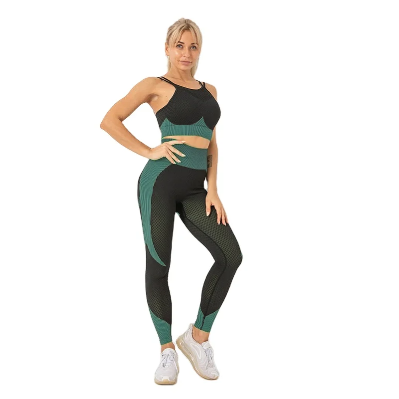 

2021 New Hot Custom Workout Fitness Sports Wear Suit Sports Bra Short Seamless Yoga Set, Customized colors