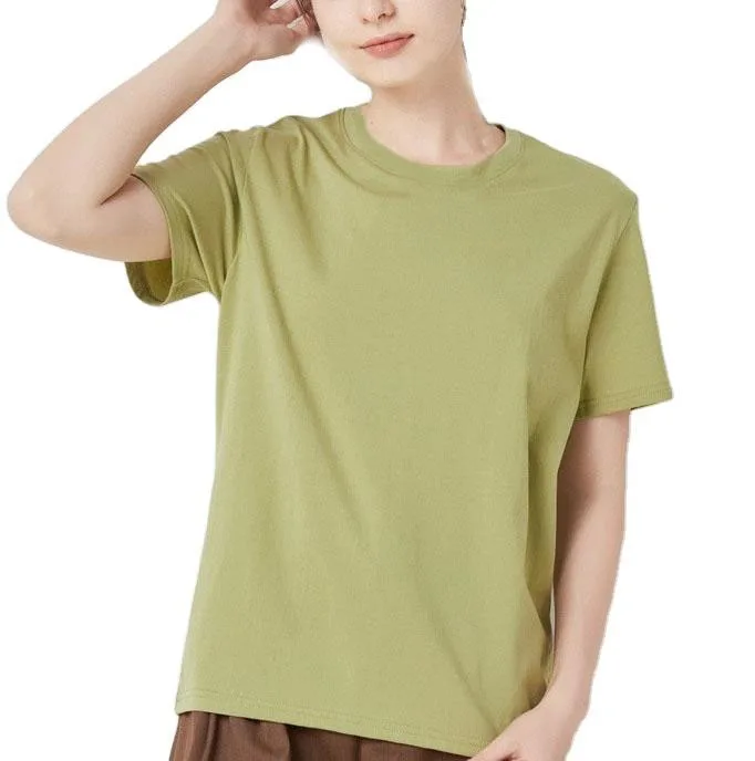 

2021 new fashion solid color pullover O-neck short sleeve loose ladies clothing modern plus size women's T-shirt