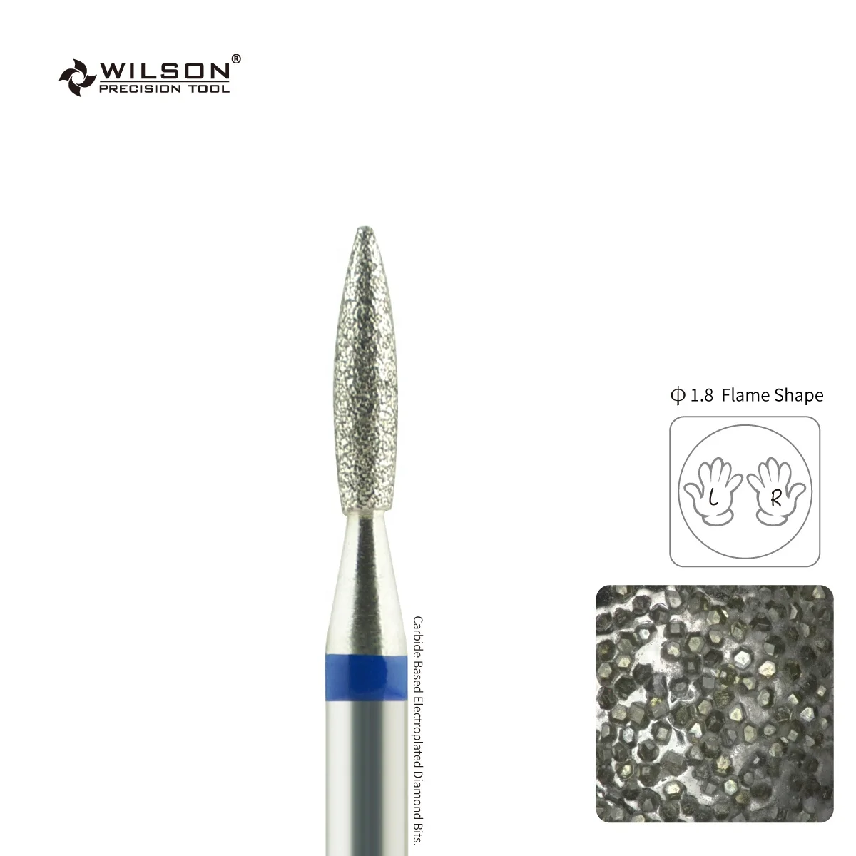 

1.8mm Long Flame Shape Factory Outlet drill bit nail Customized nail drill bit set Cuticle Clean diamond nail drill bit