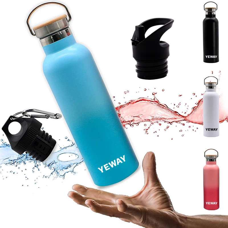 

YEWAY 12oz 32oz 25oz 17oz Wide Mouth Double Wall Vacuum Insulated Sports Water bottle Stainless Steel Bicycle Water Bottles, Black,pink,brick red,gray,light green,dark green