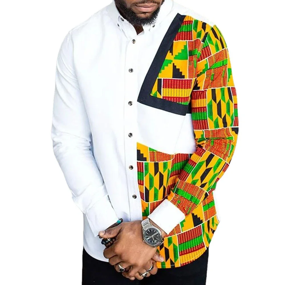 

Men's African Style Ethnic Print Long Sleeve Shirt 1030678