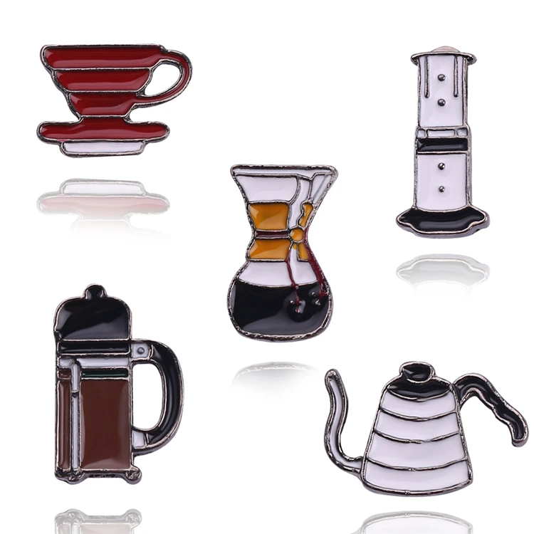 

American Coffee Aero Press Chemex Filter Cup Brooch Collar Corsage Shirt Bag Jackets Pin Badge Fashion Gift For Unisex