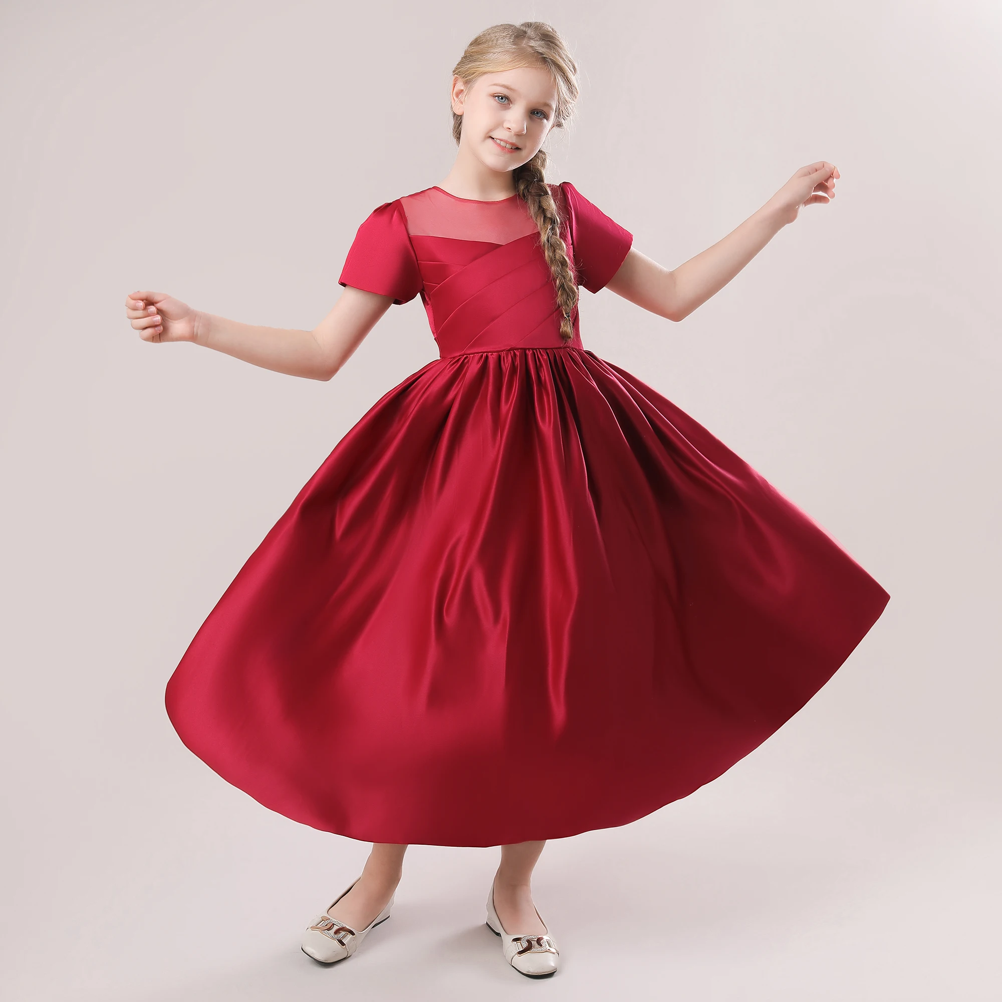 

MQATZ 2023 Hot Selling Baby red short sleeve Prom Gown Evening Kids Princess Girls Party Dress LP-285