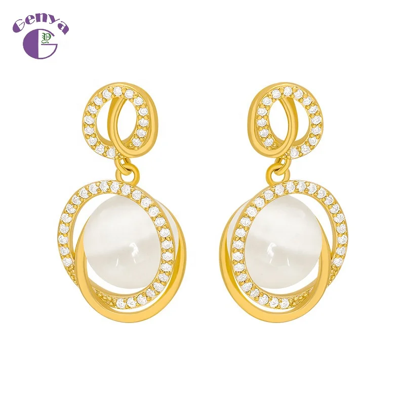 

Genya 2022 new fashion temperament stereo opal earrings female S925 silver needle earrings, As picture