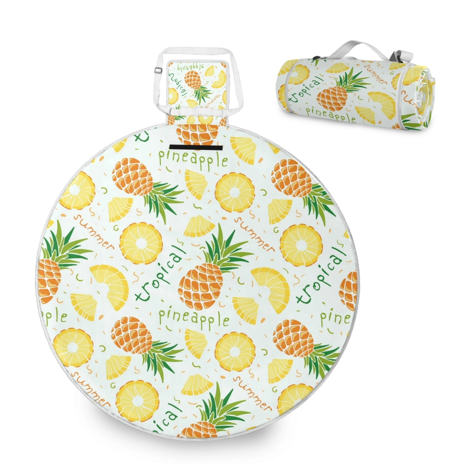 

Chic Pineapple Outdoor Foldable Round Picnic Beach Mat Waterproof For Camping Travel Parks, Customized