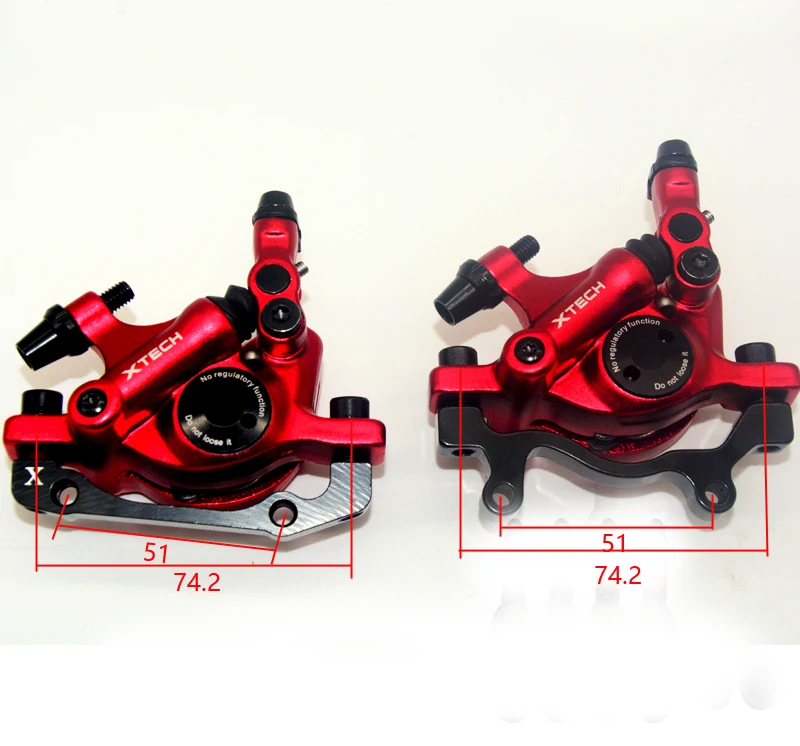 Zoom Xtech HB100 Hydraulic Disc Brake Set, Front & Rear, Red, For Road MTB E-Bike, Compatible Shimano